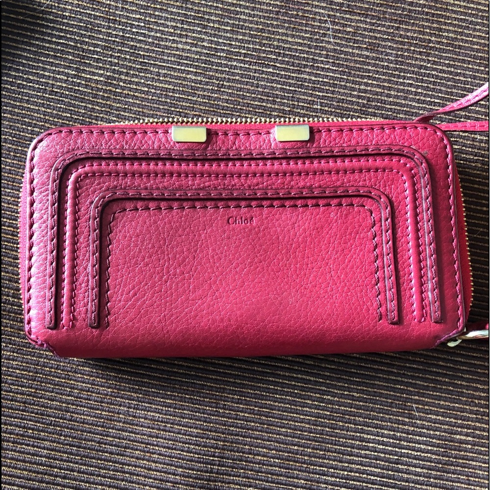 Chloe red zip around wallet